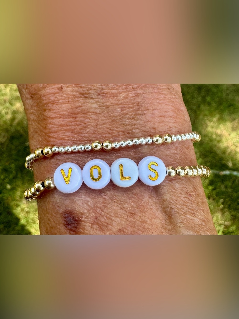 Handmade sterling silver and 14k gold filled bead bracelet - Picture 3 of 3